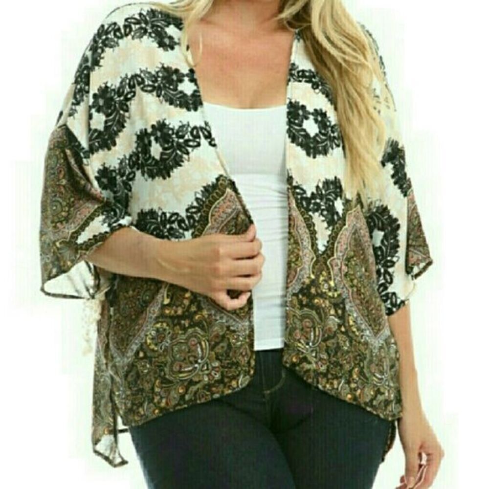 #442 Boho-styled sheer cardigan,various Sizes Avail